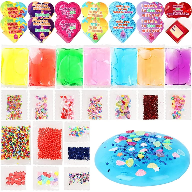 28 Packs Valentine's Day DIY Slime Kit with Heart Boxes, Slime with Glitter  Combo Valentine Gift Stress Relief Toys for Valentine Party Favor, Gift  Exchange, Valentines Greeting Cards 