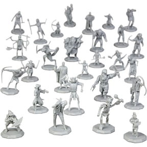 Monster Protectors 28 Paintable Fantasy Mini Figures- All Unique Designs- 1" Hex-Sized Compatible with DND Dungeons and Dragons & Pathfinder