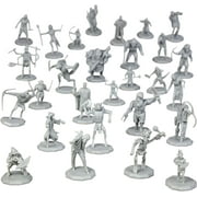28 Paintable Fantasy Mini Figures- All Unique Designs- 1 Hex-Sized Compatible with DND Dungeons and Dragons & Pathfinder and RPG Tabletop Games- Features Goblins, Orcs, Gnolls, Skeletons & More