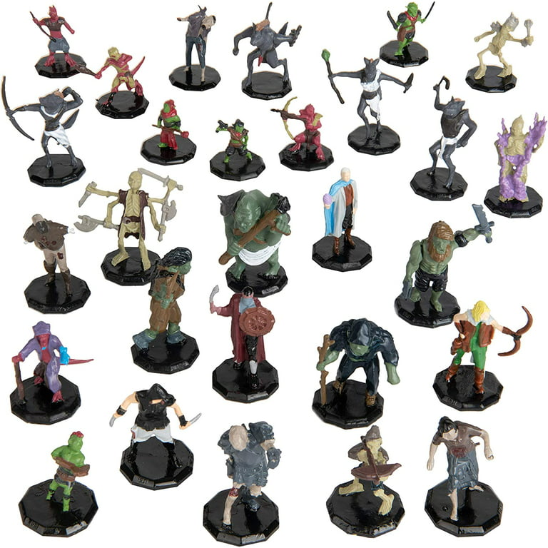 28 Painted Fantasy Mini Figures- All Unique Designs- 1 Hex-sized  Compatible with Dnd, D&D Dungeons and Dragons, Pathfinder, and RPG Tabletop  Games