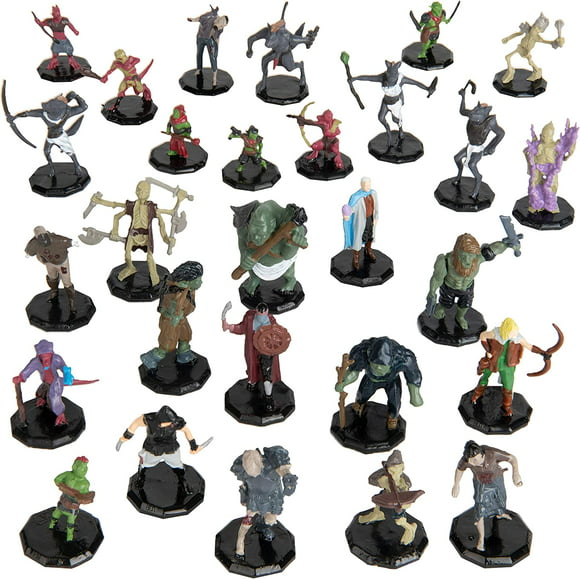 28 Painted Fantasy Mini Figures- All Unique Designs- 1" Hex-Sized Compatible with DND, D&D Dungeons and Dragons, Pathfinder, and RPG Tabletop Games- Features Goblins, Orcs, Gnolls, Skeletons & More…