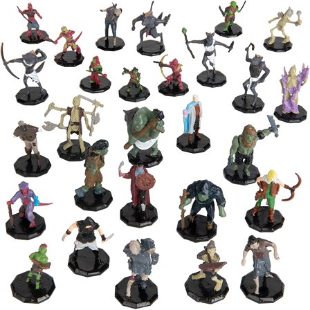 28 Painted Fantasy Mini Figures- All Unique Designs- 1" Hex-Sized Compatible with DND, D&D Dungeons and Dragons, Pathfinder, and RPG Table Top Games- Features Goblins, Orcs, Gnolls, Skeletons &