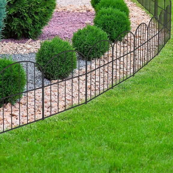 28 Panels Decorative Arched Garden Metal Fence 29ft Small Animal Barrier Landscape Edging, Rustproof Border for Yard Flower Bed