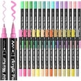 thumbnail image 1 of 28 Pastel Colors Dual Tip Acrylic Paint Markers, Brush Tip and Fine Tip Acrylic Paint Pens for Rock Painting, Ceramic, Wood, Canvas, Plastic, Glass, Stone, Calligraphy, Card Making, DIY Crafts, 1 of 8