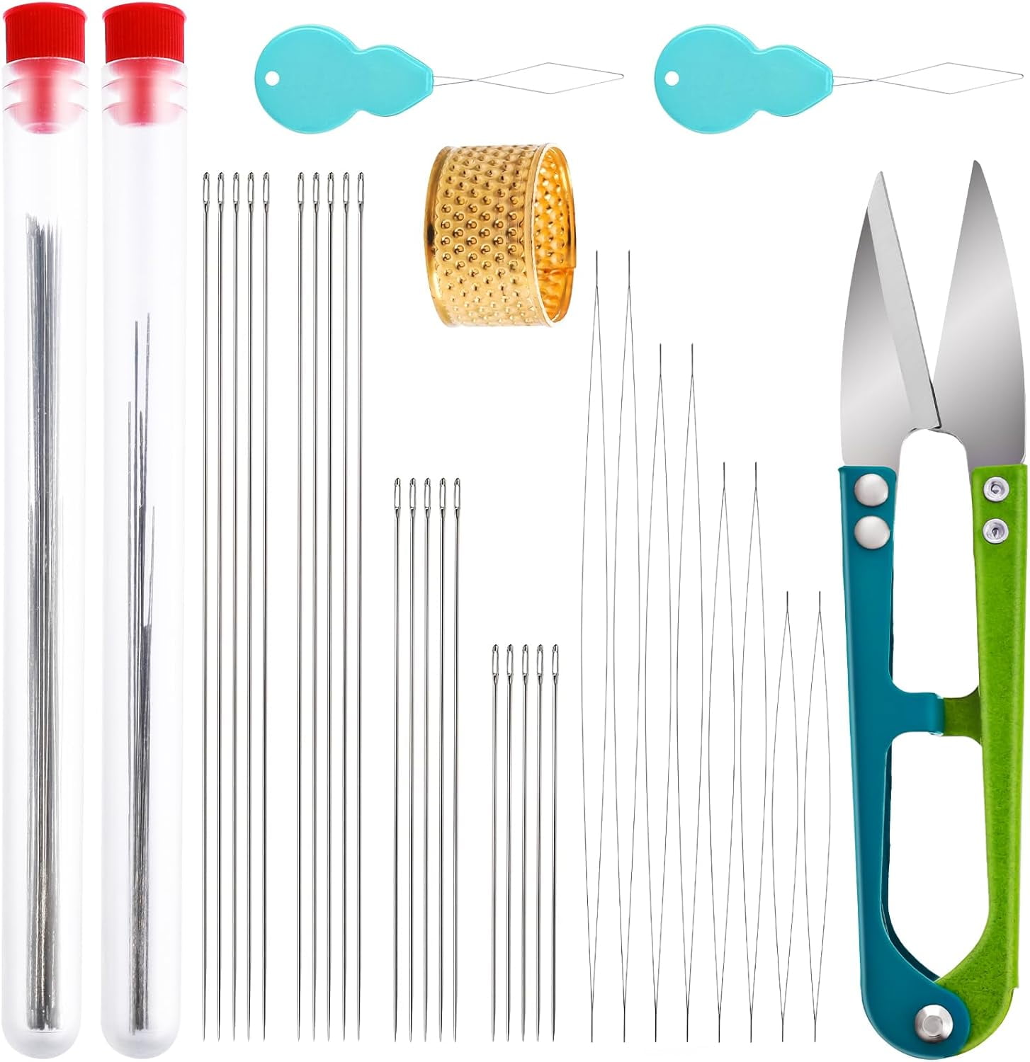 28 Pcs Beading Needles Set, Seed Beads Embroidery Needles with Threaders for Jewelry Making