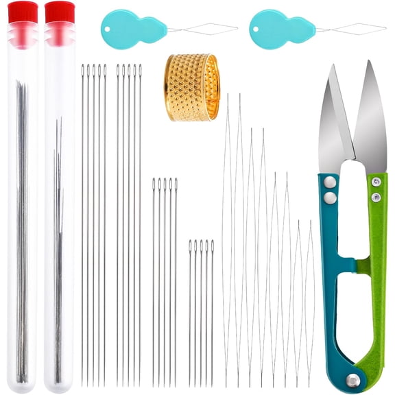28 Pcs Beading Needles Set, Seed Beads Embroidery Needles with Threaders for Jewelry Making