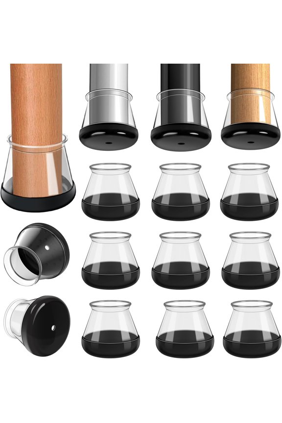 28 Pcs Chair Leg Sliders for Carpet, Round Chair Glides, Silicone Furniture Leg Protectors Caps, Carpet Protectors Table Feet Covers Cups, Teflon Furniture Pads Sliders (Fit:13/16" ~ 1-3/16")