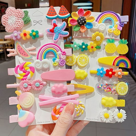 28 Pcs Colorful Hair Clips Cute Hair Accessories Flower Fruit Dessert Barrettes Hairpins for Baby Girls Teens Toddlers