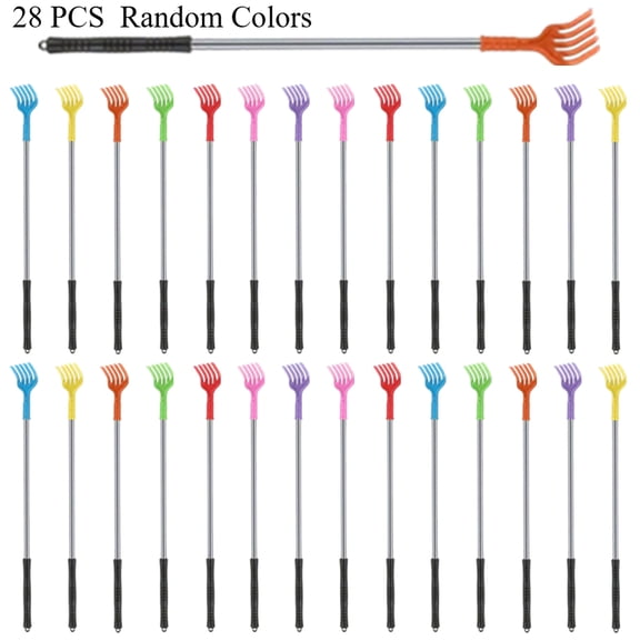 28 Pcs Colorful Long Handle Back Scratchers Bulk, Plastic Massage Tools for Body and Back, Reaching Aid for Hard to Reach Areas, Practical Gift Set for Adults in 7 Bright Colors