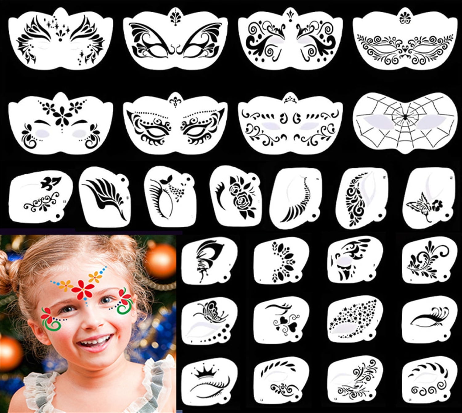 28-pcs-face-painting-stencils-set-happon-reusable-face-paint-templates-body-painting-stencils-reusable-soft-tattoo-stencils-for-kids-party-art-painting-walmart-com for Free Face Painting Stencils Printable 28 Pcs Face Painting Stencils Set,Happon Reusable Face Paint Templates, Body Painting Stencils,Reusable Soft Tattoo Stencils for Kids Party Art Painting - Walmart.com for Free Face Painting Stencils Printable