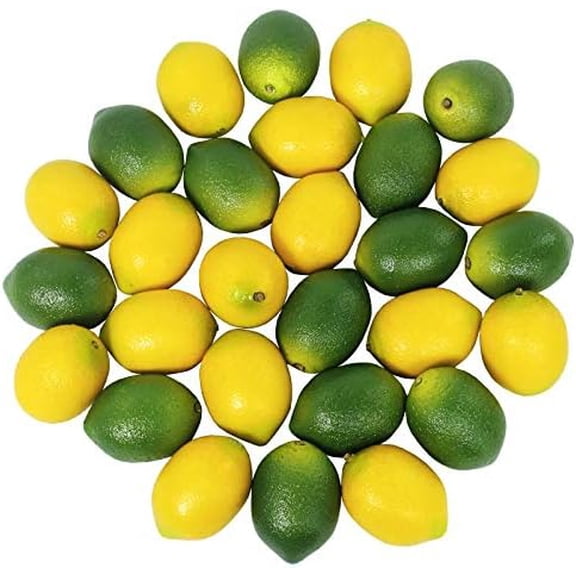 28 Pcs Fake Lemon Artificial Fruits Vivid Green and Yellow Lemon Mixed Set Lifelike Simulation Fruit for Home House Kitchen Party Decoration$$Home Decor, Kitchen, & Other