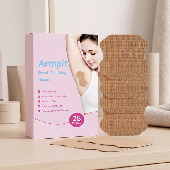 28 Pcs Invisible Armpit Sweat Absorbing Stickers, Breathable Comfort Underarm Sweat Pads, Gentle Skin-Friendly Anti-Sweat Sticker