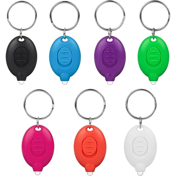 28 Pcs LED Keychain Flashlight Mini Keychain Light Ultra Bright Tiny Flashlight Small Portable Light Battery Powered with Key Ring for Outdoor Activities And Emergency Lightning, 7 Colors of Shells