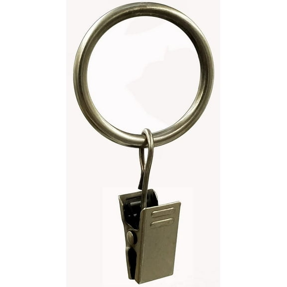 28 Pcs Metal Curtain Rings with Clip,1 in Inner Diameter,Metal Drapery Rings with Clips,Curtain Hangers Clips,Fits Up Diameter 5/8 Rod (28, Satin Nickel)