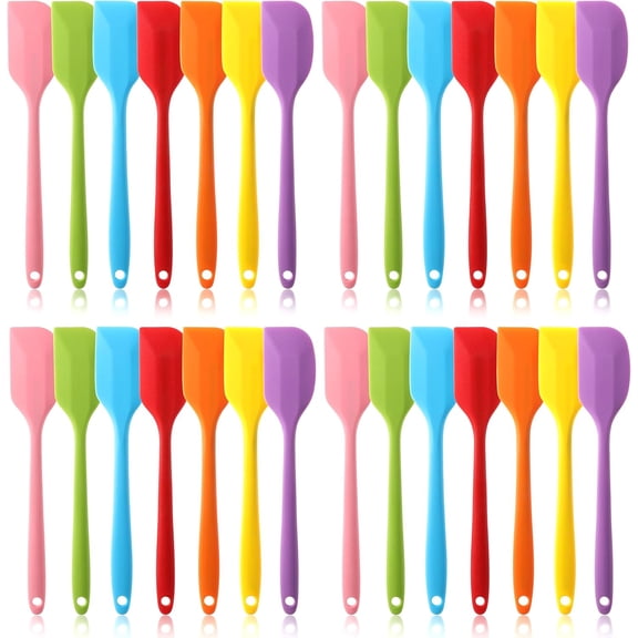 28 Pcs Mini Silicone Spatulas Bulk 8.3 Inch Small Rubber Spatula Non-stick Spatulas Set Flexible Heat Resistant Scrapers for Kitchen Cooking Baking Mixing