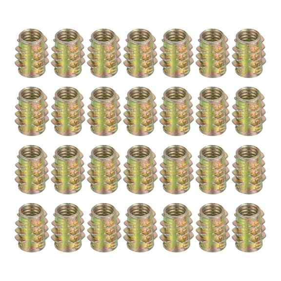 28 Pcs Threaded Inserts for Wood, Zinc Alloy M6 Hex-Flush Thread Inserts Nuts 10.5mm Length
