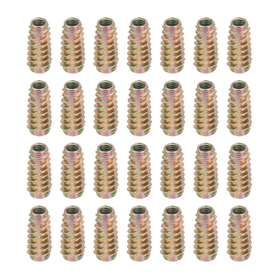 28 Pcs Threaded Inserts for Wood, Zinc Alloy M6 Hex-Flush Thread Inserts Nuts 25mm Length