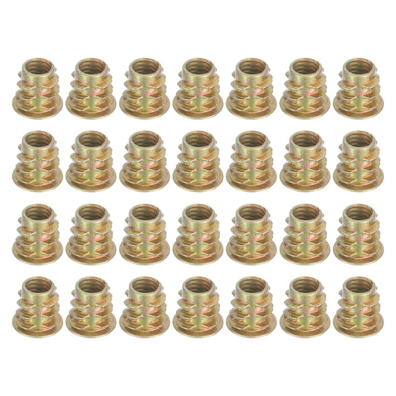 28 Pcs Threaded Inserts for Wood, Zinc Alloy M6 Thread Inserts Nuts 10mm Length