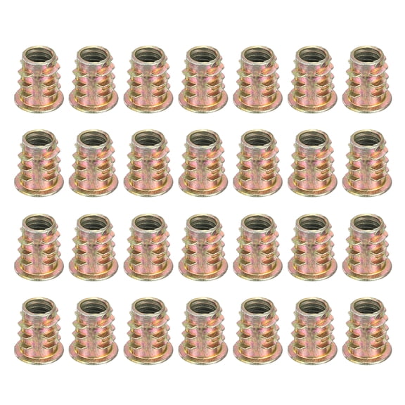 28 Pcs Threaded Inserts for Wood, Zinc Alloy M6 Thread Inserts Nuts 11.5mm Length