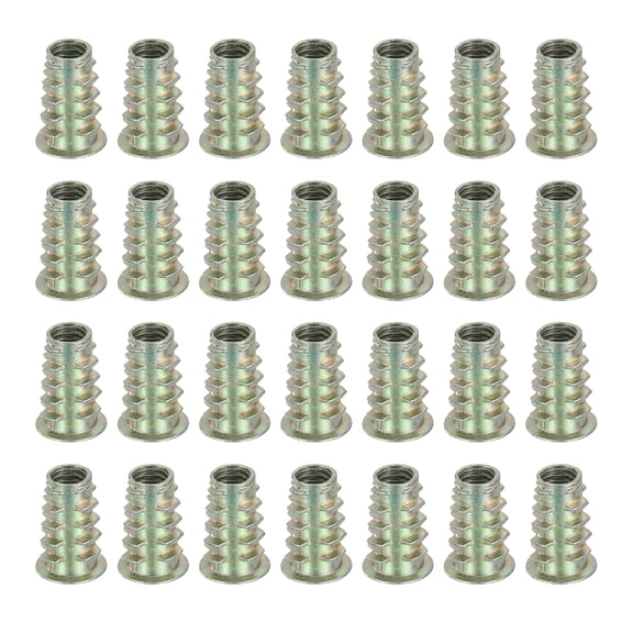 28 Pcs Threaded Inserts for Wood, Zinc Alloy M6 Thread Inserts Nuts 18mm Length