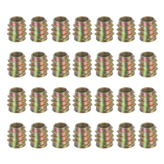 28 Pcs Threaded Inserts for Wood, Zinc Alloy M8 Hex-Flush Thread Inserts Nuts 15mm Length
