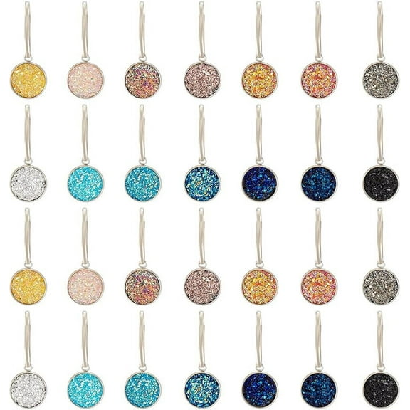 28 Pcs Zipper Pull Charms Zipper Pulls Replacement Charms Colorful Iron Key Clasp Zipper Pull Pendants Removable Flat