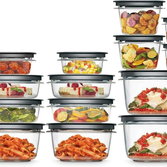 28-Piece Clear/Grey Food Storage Containers, Premium Snap Bases, and Various Size Lids, Perfect for Meal Prep, Leftovers, and Dishwasher Safe