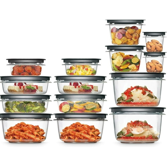 28-Piece Clear/Grey Food Storage Containers, Premium Snap Bases, and Various Size Lids, Perfect for Meal Prep, Leftovers, and Dishwasher Safe