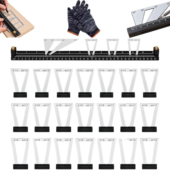 28-Piece Dovetail Marker Set, Adjustable Woodworking Scribing Tool, Aluminum Alloy 30/45/60/90 Degree Markers for Accurate Furniture Joinery