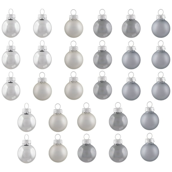 28-Piece Silver and Gray Collection Glass Ball Christmas Ornament Set 1" (38.1mm)