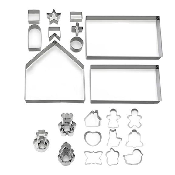 28 Piece Stainless Steel Christmas Cookie Mould Set For Gingerbreads House Baking Rusts Resistant Pastries Tool