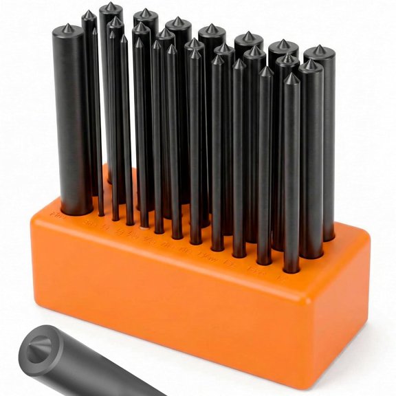 28-Piece Transfer Punch Set, 3/32" - 1/2", Heat Treated Alloy Steel Forging
