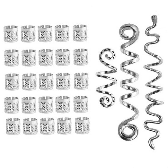 28 Pieces Hair Beads Spiral Coils Dreadlock Beads Braids Rings Clips Metal Cuffs Hair Jewelry Hair Wraps Accessory Snake Hair Clips - Rose gold