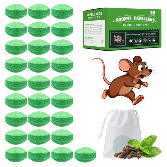 28-Pieces Natural Rat Repellent Balls, Long-Lasting Rodent Deterrent for Indoor Outdoor Use, Safe for Kitchens Gardens RVs, Paper-Based Pest Control
