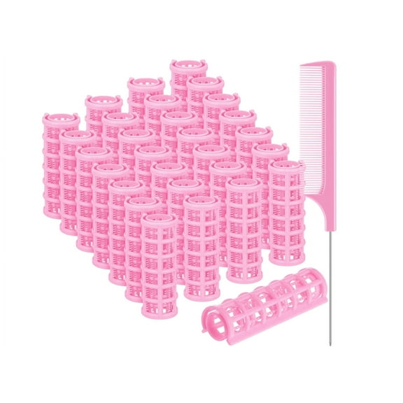 28 Pieces Plastic Hair Rollers Curlers Self Grip Rollers Hairdressing Curlers No Heat Hair Curlers With 1 Pieces Combs for DIY Hairdressing Hair Salon Hair Barber, Small Sizes,Random Color