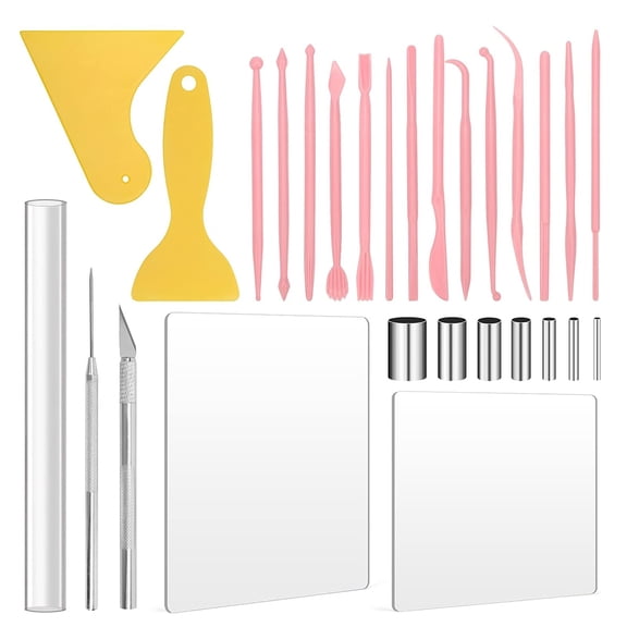 28 Pieces of Composite Clay Cutting Tools, Composite Clay Tools and Sculpture-Like Crafts for Use with Power Cylinders,1 set * polymer clay tools