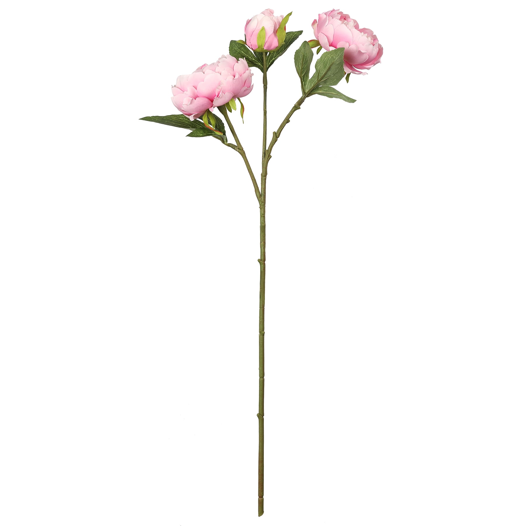 28" Pink Peony Spray with Green Leaves