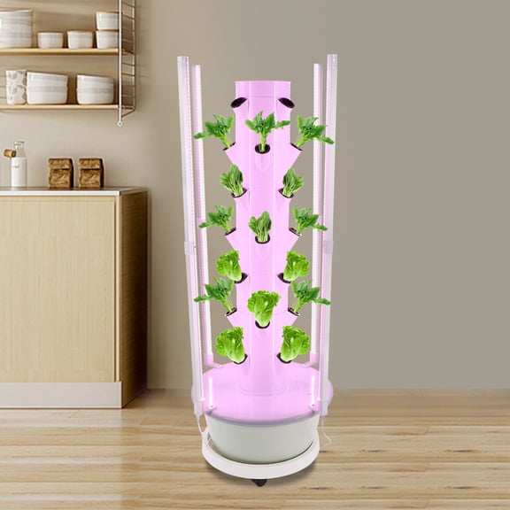 28-Plant Hydroponic Indoor Vertical Garden Kit, Hydroponics Growing Tower 20W for Balconies, Gardens