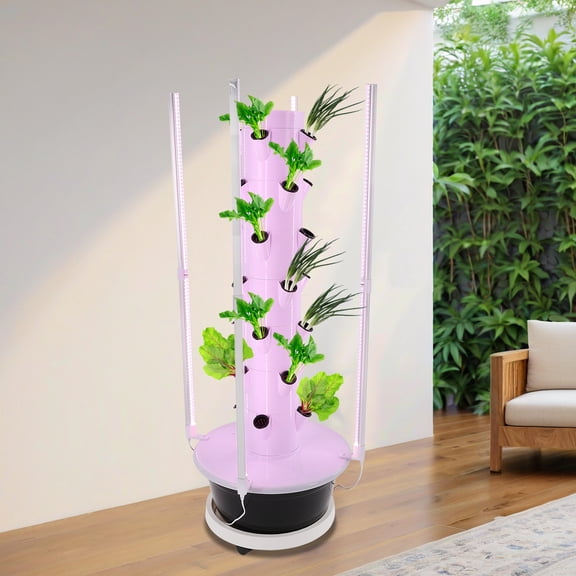 28-Plant Hydroponic Indoor Vertical Garden Kit, Hydroponics Growing Tower 20W for Balconies, Gardens
