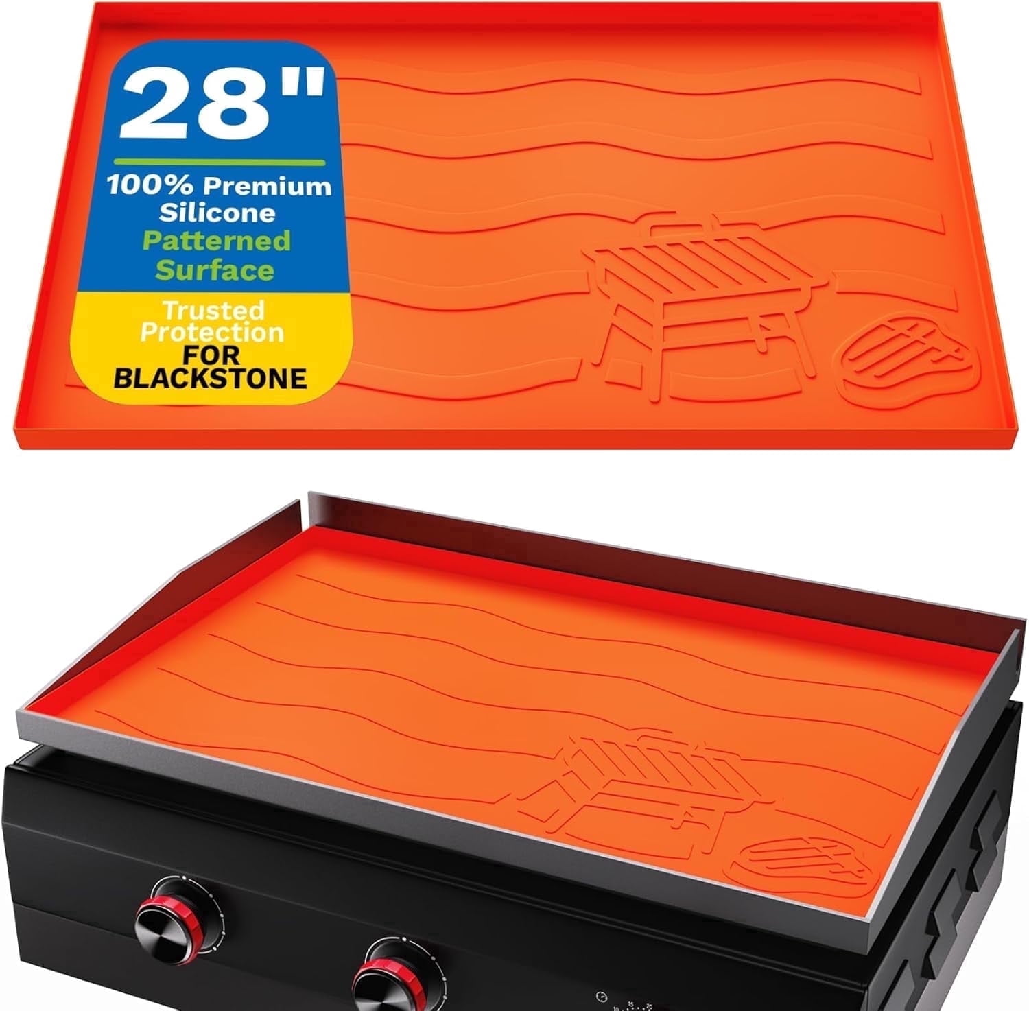 KissKing 28" Silicone Griddle Mat, Heavy-Duty Silicone Cover, Rust & Moisture Protection