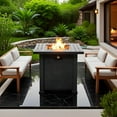 thumbnail image 1 of 28" Propane Fire Pit Table, SHINPT Outdoor Gas Fire Pit Table, 50000 BTU Square Steel Fire Pit with Beautiful Wicker Base, Gas Fireplace for Garden, Patio, Yard, Backyard, Add Warmth to Parties, 1 of 8