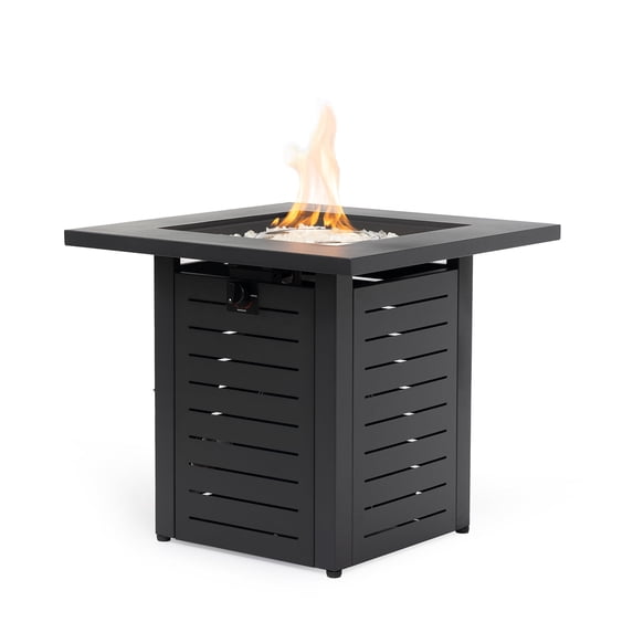 28" Propane Gas Fire Pit Table, 50000 BTU Square Steel Fire Pit for Outside Patio Deck Garden Backyard
