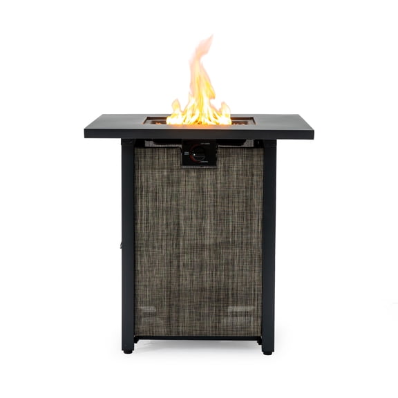 28" Propane Gas Fire Pit Table, 50000 BTU Square Steel Fire Pit for Outside Patio Deck Garden Courtyard
