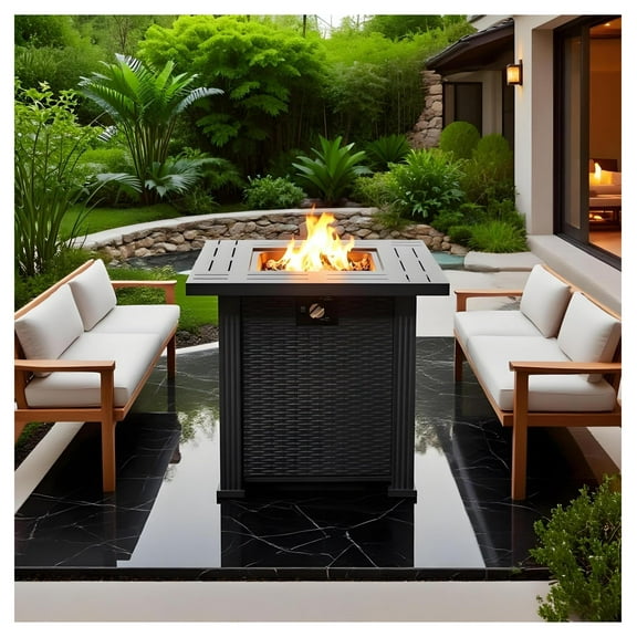 28" Propane Gas Table, 50000 BTU Square Steel for Outside Patio Deck Garden Backyard-Black Black + Garden & Outdoor + Farmhouse,French,Luxury,Modern + Steel