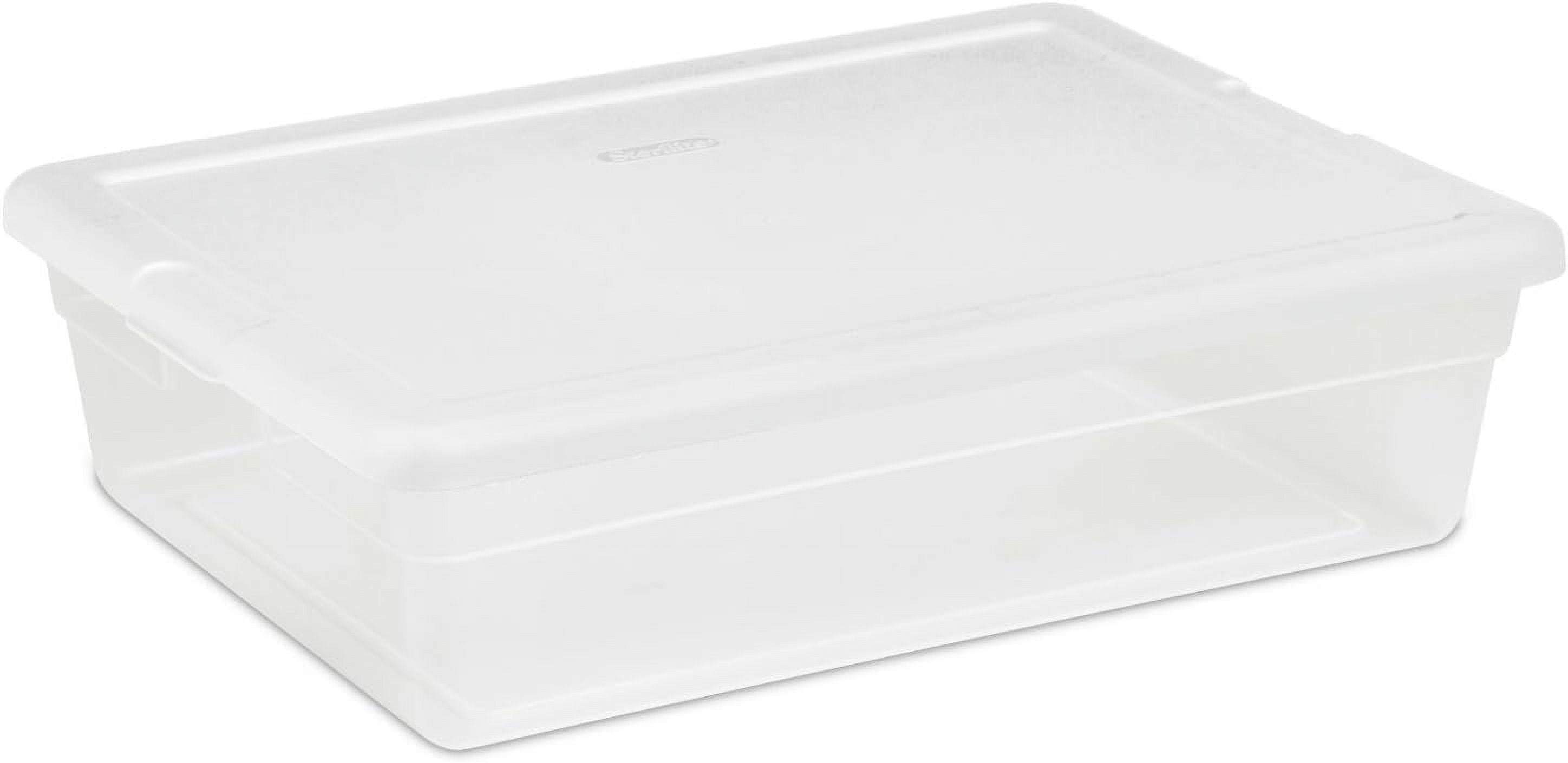 28 Qt Underbed Storage Box, Stackable Bin With Lid, Plastic Container