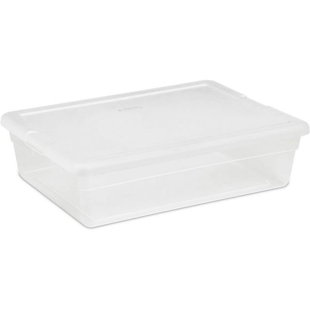 28 Qt Underbed Storage Box, Stackable Bin With Lid, Plastic Container