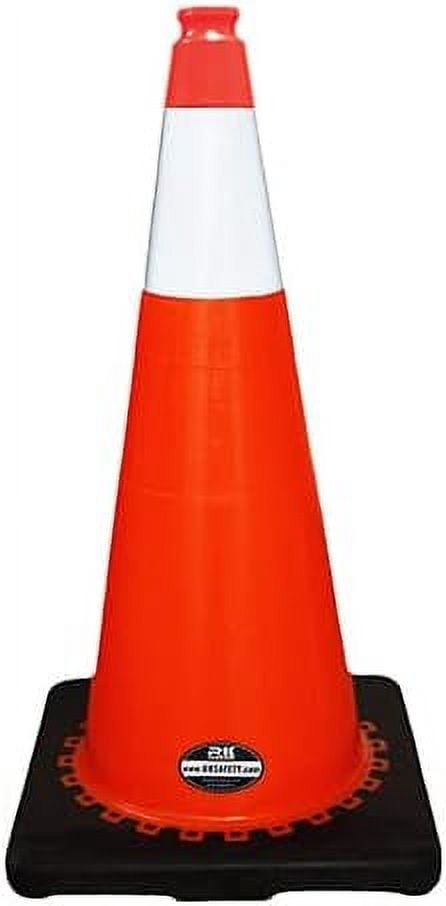 28" RK Orange Safety Traffic PVC Cones, Black Base with One Reflective ...