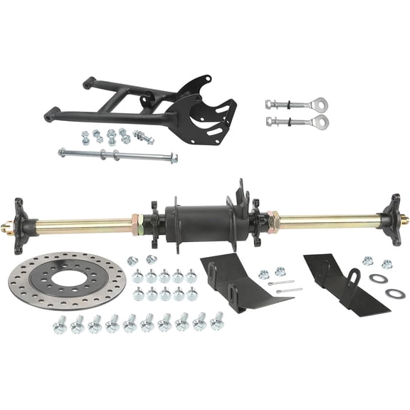 28" Rear Axle Kit 3 Stud Wheel Hub Brake Disc Assembly + Fork Swing Arm for ATV Quad 110cc 90cc 150cc Go kart 4 Wheeler