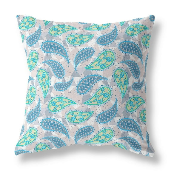 28” Red Beige Boho Paisley Indoor Outdoor Throw Pillow