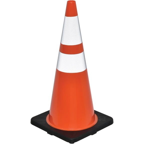 Global Industrial 28"" Traffic Cone Reflective Black Base 7 lbs.